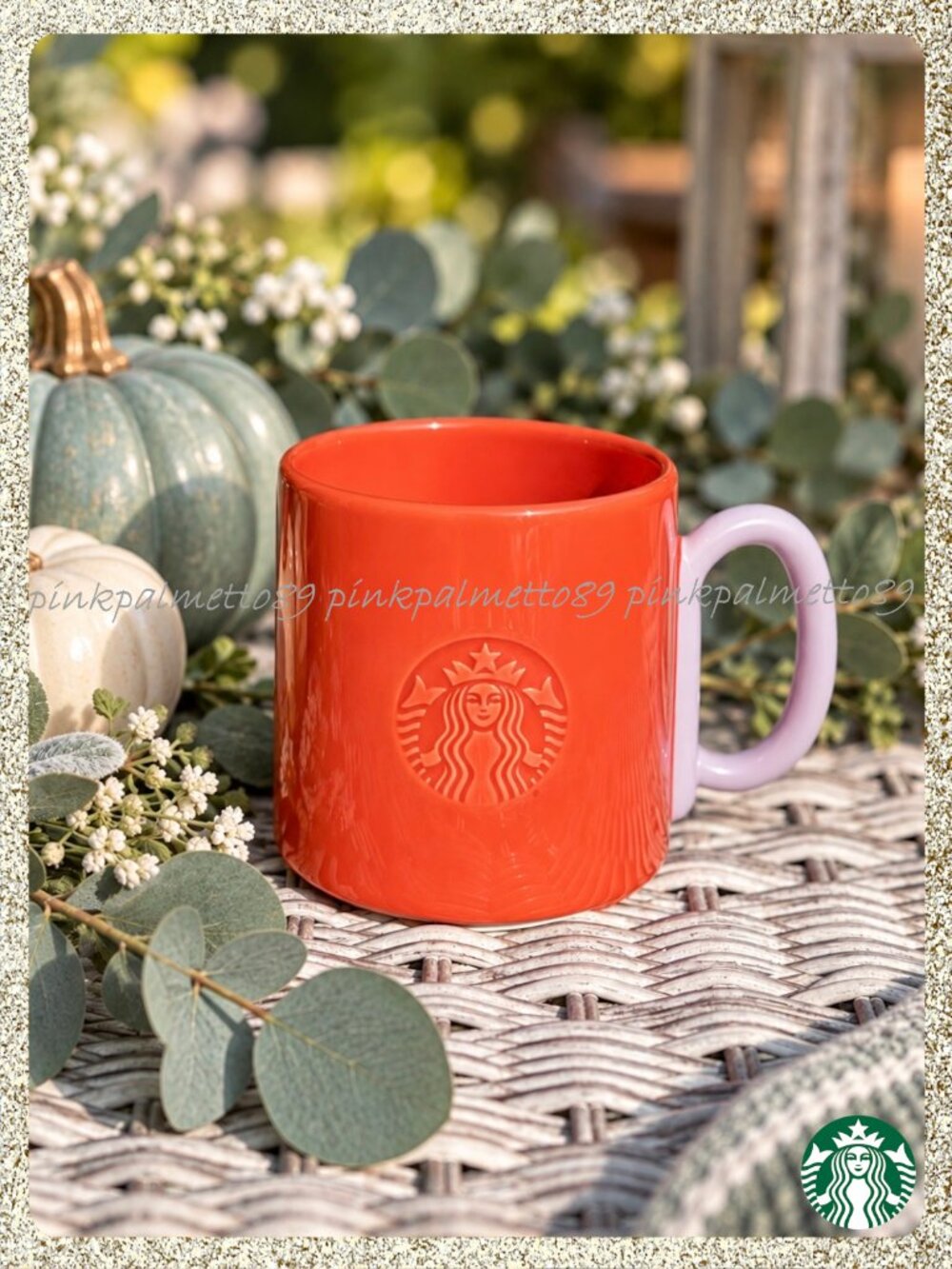 🍂🎃 NWT 2026 Starbucks Rust & Lilac Fall 12oz Ceramic Mug w/ Paperclip Handle